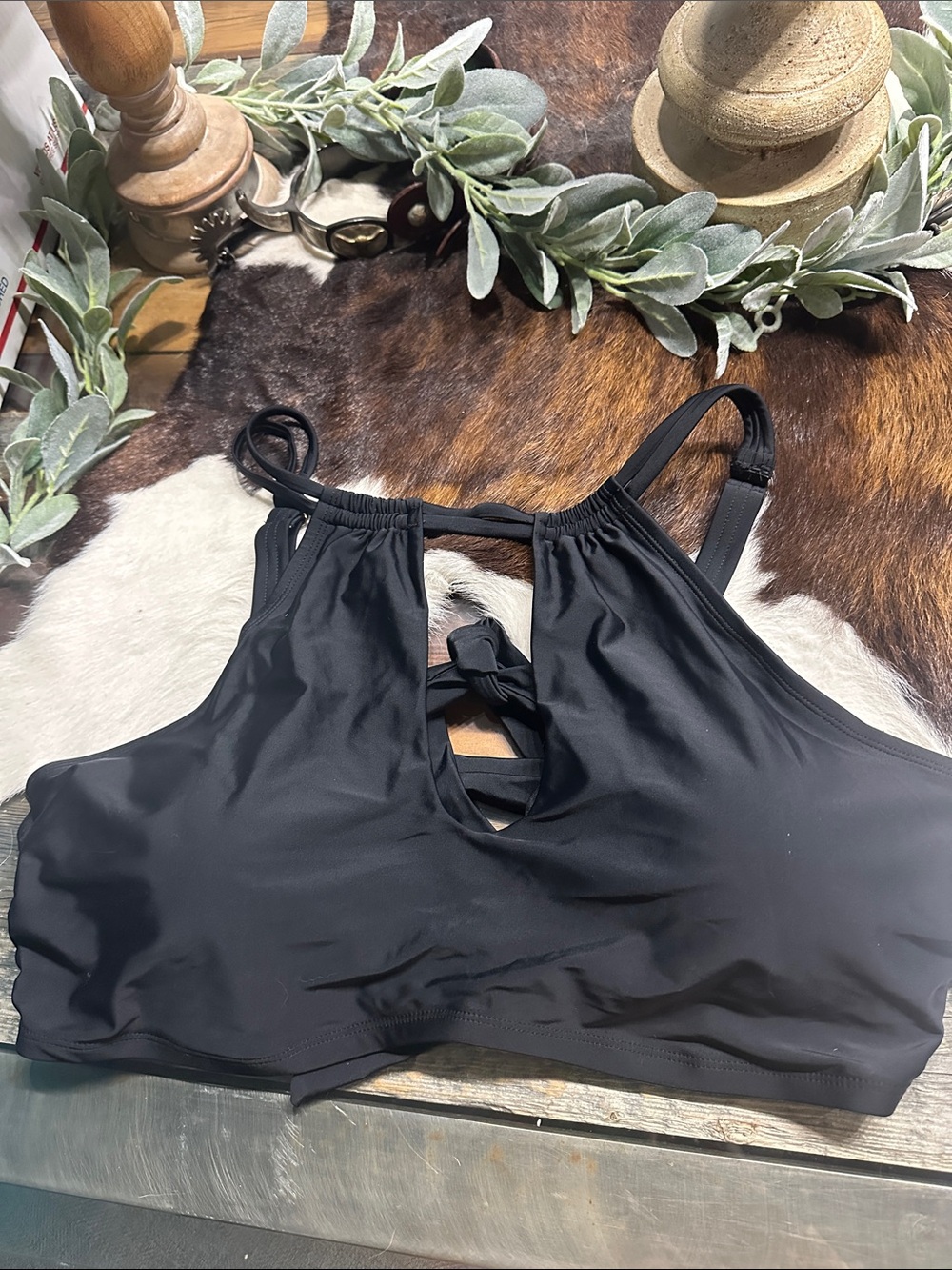 NWT Time and Tru Black High Neck Swim Bralette